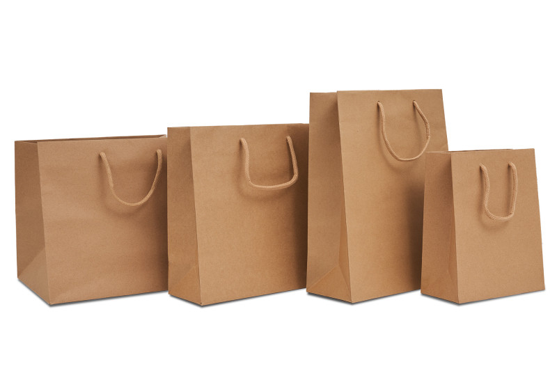 Sac kraft luxe naturel à poignées papier biosourcé, recyclable