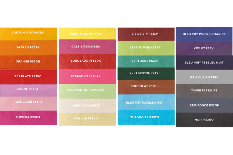 Papier de soie - grand choix de couleurs