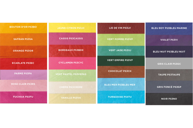 Les papiers de soie couleurs Les papiers de soie couleurs
