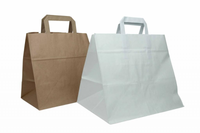 Sac kraft luxe naturel à poignées papier biosourcé, recyclable